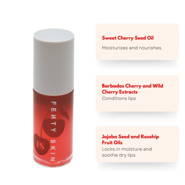 Fenty Skin Cherry Treat Conditioning + Strengthening Lip Oil Cream White 0.19 Ounce (Pack of 1) - Image 3