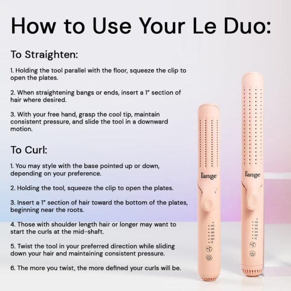 L'ANGE Le Duo 360° Airflow Styler - 2-in-1 Curling Wand & Flat Iron, Blush - Image 3