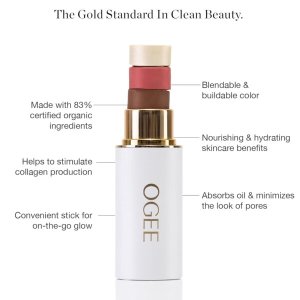 Ogee Sculpted Face Stick (AMBER - SUN KISSED BRONZE) Certified Organic Bronzer Stick & Highlighter Makeup - Multi-Use Bronzer Stick for Face - Image 4