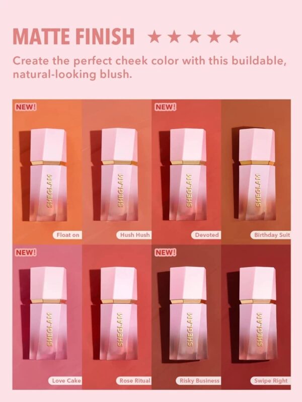 SHEGLAM Color Bloom Liquid Blush Makeup for Cheeks Matte Finish - Love Cake - Image 2