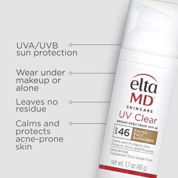 EltaMD UV Clear Tinted Sunscreen SPF 46 - Oil-Free & Zinc Oxide - Image 2