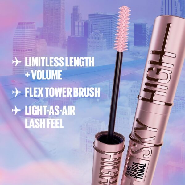 Maybelline Lash Sensational Sky High Waterproof Mascara Makeup, Volumizing, Lengthening, Defining, Curling, Multiplying, Buildable Formula, Very Black, 1 Count - Image 2